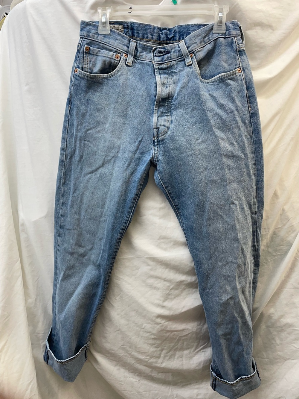 Big E 501 Levi’s vintage button fly jeans light blue men sz  33x34